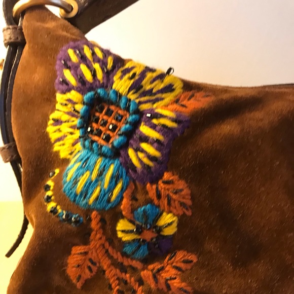 STUNNING Miu Miu brown suede hobo with embroidery - Picture 3 of 11